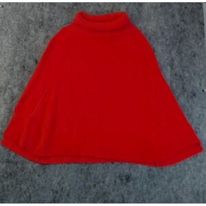 Mer Sea Shawl Cape Womens P One Size Orange Pullover Turtle Neck Poncho Sweater
